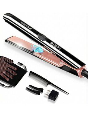 High Temp 2-in-1 Hair Straightener & Curler, Fast Heating Ceramic Flat Iron